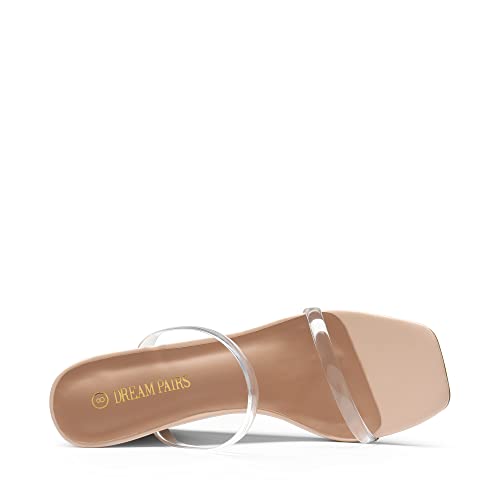 DREAM PAIRS Women's Slides Wedge Sandals Two Strap Square Open Toe Dress Shoes,Size 10,Nude/Clear,SDPW2224W by DREAM PAIRS - Used condition - Image 5