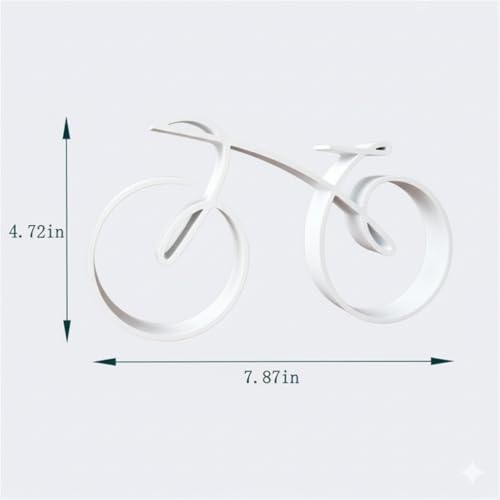 Image of Minimalistic Bicycle Sculpture Wire Framed Style, Bike Silhouette, Gift for a Cyclist, Bicycle Art Wall Decor, Side Table Statue Decor, Home Decoration (White, 7.87in*4.72in)