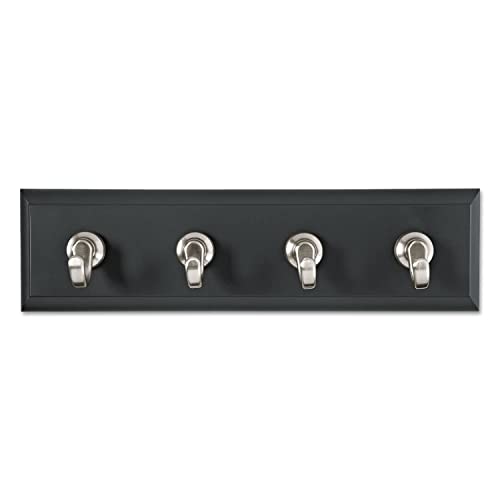 Command 3M Hom18Ses Decorative Key Rail, 8W X 1 1/2D X 2 1/8H, Black/Silver, 4 Hooks/Pack #TOP2