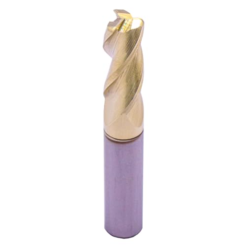 Image of 3 /8 inch 3 Flute Solid Carbide 0.02 inch Corner Radius End Mill, ZrN Coated | 37 Helix, 3 /8 inch Cutting Dia, 3 /8 inch Shank Dia, 1 inch LOC, 2-1 /2 inch OAL, for Milling Aluminum and Copper