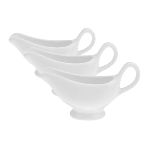 Cabilock Ceramic Sauce Pot Set 3pc Sauce Boats Handles Gravy Pitchers for Condiments 100ml