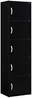 HODEDAH IMPORT 5-Shelf Bookcase Cabinet, Black