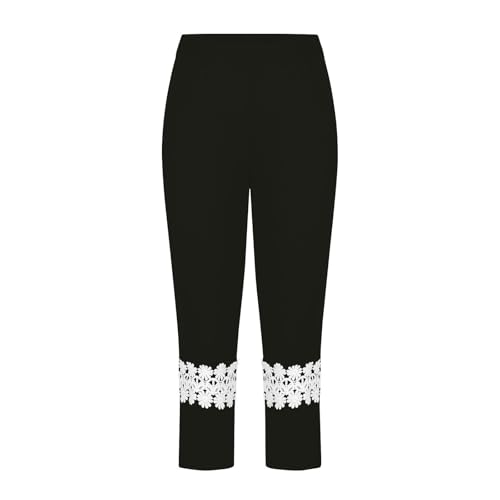 Girls Lace Trim Leggings Capri Pants Cropped Bottoms Kids Stretchy High Waist Yoga Dance 3/4 Length Tights Leggings4