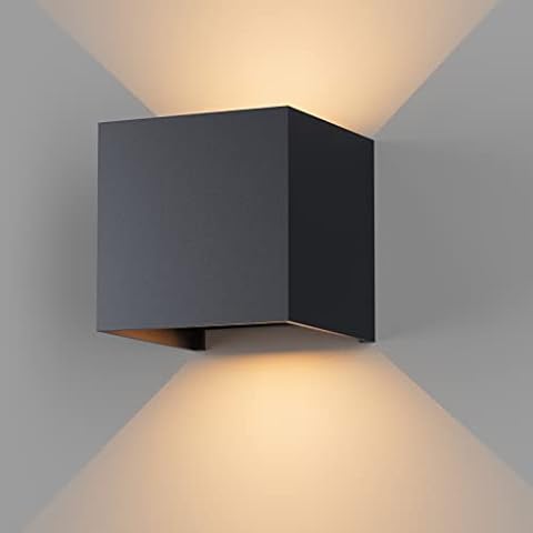 K-Bright LED Wandleuchten Innen/Außen 12W Wandlampe Innen Auf und ab Einstellbarer Lichtstrahl 3000K Warmweiß LED Außenwandleuchte IP65 Wasserdichte, Anthrazit Cover