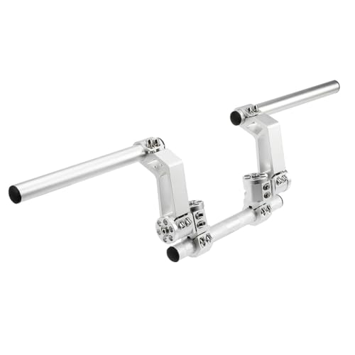 Kznifmk Manillares de Motocicleta Ajustables, de Manillar con Colgadores de Dirección Desmontables para Scooter de 125 CC, Color Plateado
