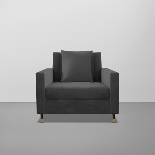 Image of Casaliving Garcia 1 Seater Sofa Set for Living Room (Black Colour) Premium Fabric Sofa