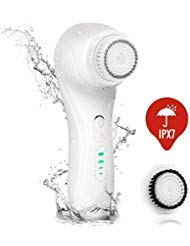 Electric Vibrating Sonic Facial and Body Cleansing Brush Face Brush Waterproof Skin Exfoliating Cleansing System for Deep Cleaning 4 Mode Settings with 2 Brush Heads