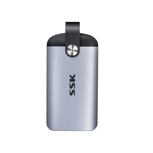 SSK External SSD 2TB Maxium Speed up to 2000MB/s Portable USB C Hard Drive only for USB 3.2 Gen2x2,External Solid State Drives with Leather Handle for iPhone 15/16/17/Android/Windows/Tablet/Mac/Xbox