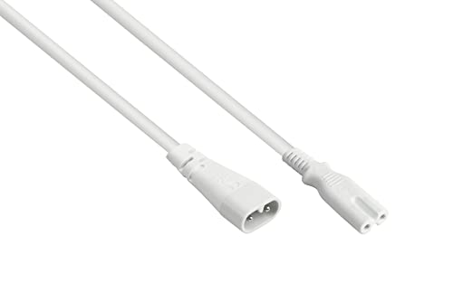 Good Connections P0870-W020 Euro Extension 2 m C8 Plug Straight to C7 / Euro 8 Socket (Straight) 0.75mm² White