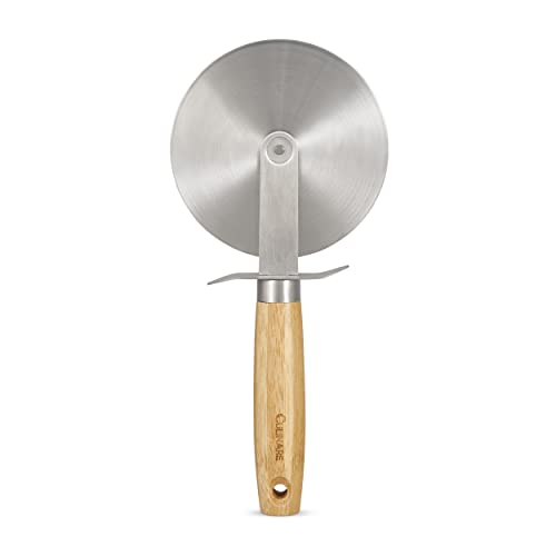 Culinare Naturals | C70004 Pizzaschneider Pizzaroller aus Edelstahl Griff natürlichem Bambus ø 10 cm / (L) 22 Cover