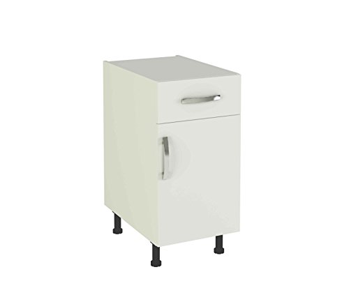 Meka-Block Módulo de Cocina con cajón y Puerta, Madera, Blanco Soft, 60x40x80 cm