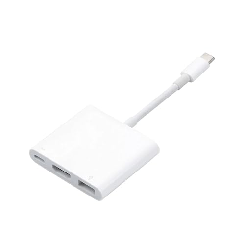 USB C����HDMI�Ή��^�C�vC�f�W�^��AV�}���`�|�[�g�A�_�v�^�[3K����4K 1080P�����|�[�g(3-in-1 White)