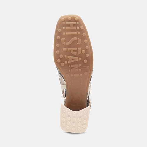 Slingback Hanoi Hispanitas en cuir imprimé python beige : escarpin ouvert talon confortable - 5