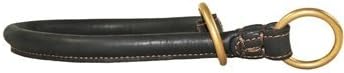 Dean & Tyler Desperado New Leather Dog Choke Collar - Black - Fits Neck 14" - 16" - Unique Designs Using Leather from Europe - Great for Everyday Use and Training