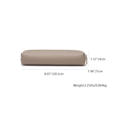 Image of Faux Leather Color Pencil Case Multifuncional and Simple with Zipper for School (Khaki,Faux Leather)