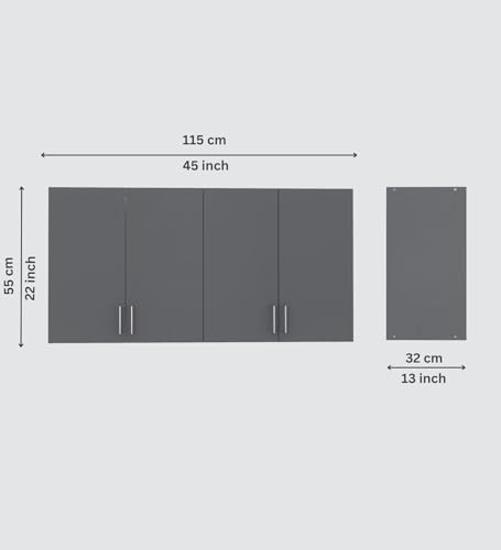 Image of SPECIALITY PANELS 4 Door Modular Wall Mounted Kitchen Cabinet with Adjustable Shelf Space Saving Storage Unit Durable Engineered Wood Cupboard for Kitchen Living Room Utility Organizer Furniture