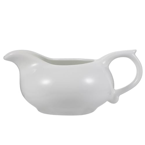 OUNONA Ceramic Sauce Container Dripless Pour Spout Gravy Boat for Sauces Dressings Dips Acid Resistant for Everyday Use Entertaining