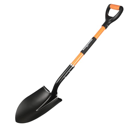 Heavy Duty Digging Shovel with Trenching Blade and D-Handle, Fiberglass Handle,Ideal for Garden, Landscaping, Construction, and Masonry - Perfect for Digging Soil, Dirt, and Gravel.