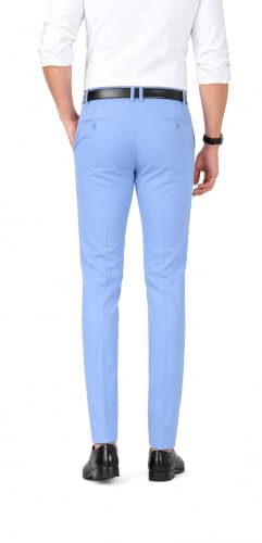 Image of Men's Trouser Slim Fit Solid Pants (30, Sky Blue)