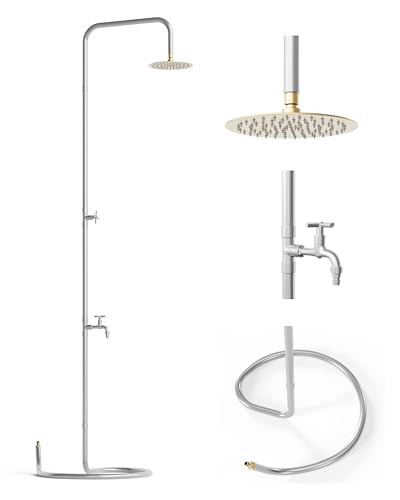 Livlig53 LIVLIG Design Gartendusche Aussendusche, Edelstahl gebürstet, selbststehende Gartendusche, Pooldusche, Outdoor Dusche, Kopf schwenkbar