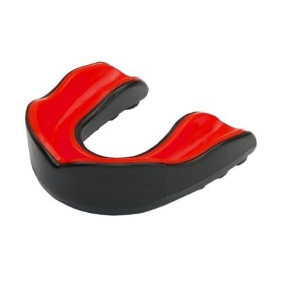 Image of Mouth_Guard, Sports Gum Shield, Silicone Teeth Protector, Rugby, Martial Arts, Lacrosse, Hockey, MMA, Boxing, Adult & Youth/Kids (Black & Red, Youth)