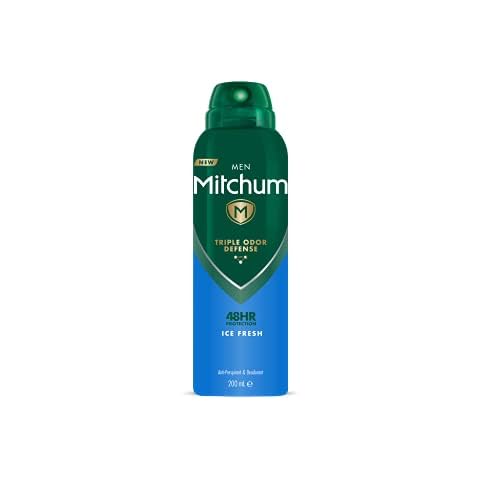 Mitchum Men Triple Odor Defense 48HR Protection Deodorant Spray & Antiperspirant (200ml) Ice Fresh, Dermatologist Tested Cover