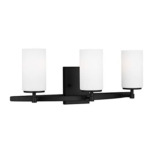 Image of Generation Lighting 3-Light Alturas Contemporary Bath Fixture Wall Lamp Midnight Black 4424603-112 | Bathroom Light Fixture for Home Decor | Wall Sconce Vanity Light Fixture and Bathroom Accessory