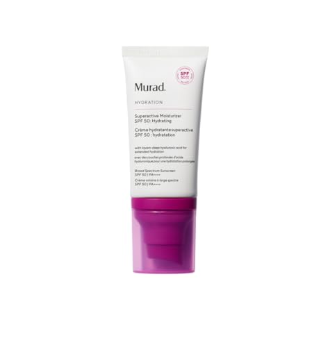 Murad Superactive Hydrating Moisturizer SPF 50 - Dewy Hydration Facial Suncreen Supercharged with Hyaluronic Acid For Plump and Bouncy Skin - 1.7FL Oz