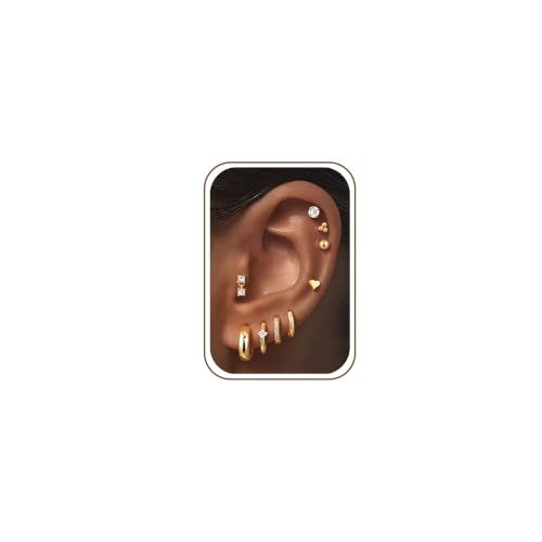 12 Pairs Hypoallergenic 14K Gold Plated Hoop Earrings - image 1