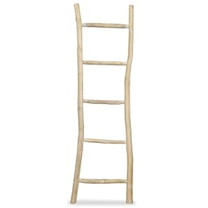 vidaXL Teakhouten Handdoekenladder met 5 Sporten Handdoekrek Badkamerrek Rekje