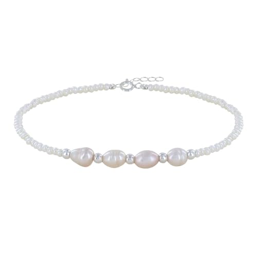 LES POULETTES BIJOUX - Bracelet Argent 925 4 Perles de Culture et Petites Perles Nacrées Blanches