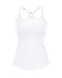 Holipick Womens Tankini Swim Top Only Tankini Bathing Suit Tops No Bottom White