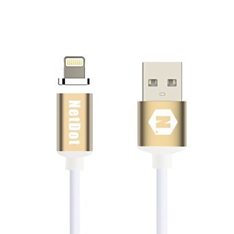 NetDot 2nd Generation 1M/3.3FT Nylon Braided USB2.0 Fast Charging & Sync Magnetic Cable Compatible with i-Product (3.3ft / Gold)