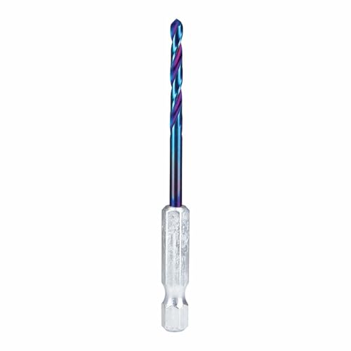 Spyder 1/8-inch Quick Change HSS Drill Bit with Hex Shank, for Wood, Metal, Plastic, and PVC, Mach-Blue Armor Plating