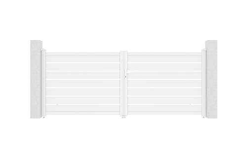Casanoov Portail battant 3,5m VOGEL H.140cm alu blanc + motorisation