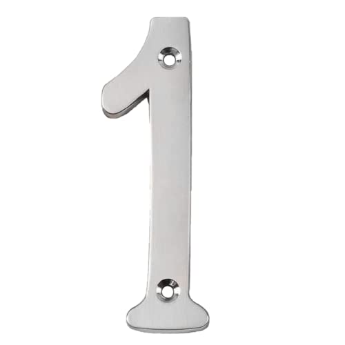 Motif Die Cast Pure Brass 4-Inch Satin Chrome Finish Modern House Numbers For Outside, Address Sign House Door (Number 1) #TOP13