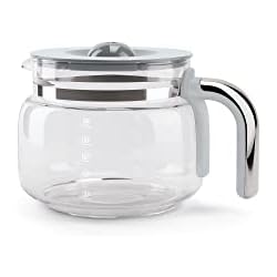 Vaso Smeg Smeg DCGC01 Jarra para cafetera de desbordamiento DCF02 DCG01, Cristal, Gris y Cromo