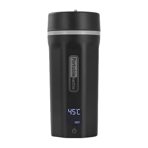 DeeRace 【2024年新・日本に対応】電気ケトル 小型 ポータブル電気ケトル トラベルケトル 6段階温度調節可能 400W ステンレス鋼 湯沸かしポット 急速沸かし 空焚き防止 漏れない 水筒 電気ポット 電気温水カップ 旅行 車中泊 コーヒー 紅茶