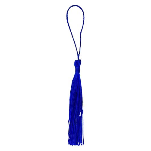 Image of Mandala Crafts Small Royal Blue Bookmark Tassels - 100 Bulk Silky Mini Craft Tassels with Loops for Bookmarks, Jewelry Making, Graduation Decorations, and Keychains