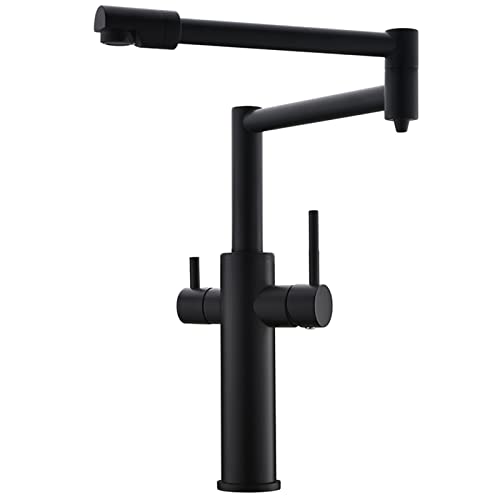 Robinet d'évier de cuisine noir mitigeur eau chaude froide eau potable pot filler pliable