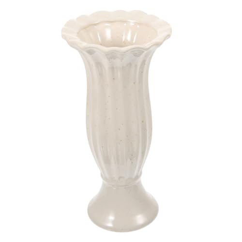 Gatuida Jarrón De Cerámica Conmemorativo para Tumbas, Tamaño Mediano, Color Blanco, Resistente Intemperie, para Cementerio y Decoración Funeraria