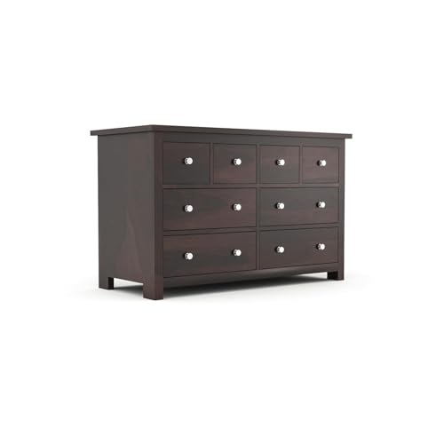 Image of Sheesham Wood Chest of 8 Drawers Wooden Dresser with Storage Organizer for Bedroom Living Room Home (Walnut Finish)