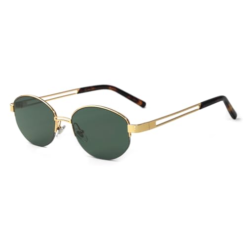 Retro Oval Metal Sunglasses for Men Women Trendy Nylon Lens Designer Half Frame Shades glasses