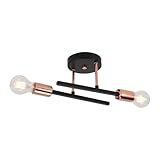 [Plafonnier industriel vintage] Luminaire bras avec 2 culots E27, peut être équipé d'ampoules E27, d'ampoules standard, d'ampoules LED ; les ampoules supportent jusqu'à 60W, très facile à remplacer (ampoules non incluses dans le paquet, besoin d'acheter des ampoules appropriées)