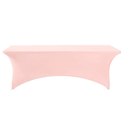 Image of FORLIFE Spandex Table Covers,Fitted Tablecloth for Rectangular Tables, Stretch Patio Table Covers, Universal Spandex Table Cover for Wedding, Banquet, Party (8ft, Blush Pink)