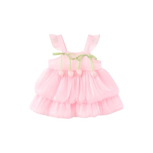 Toddler Baby Ruffle Sleeveless Tulle Dresses Girls Summer Cute Bow Layered A Line Casual Party Dress for Kids 1-3 Years