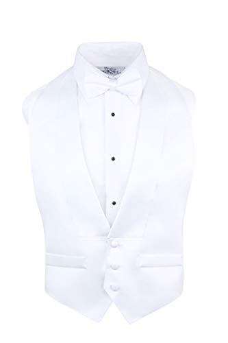 S.H. Churchill & Co. White Low Cut Satin Backless Tuxedo Vest & Bow Tie - 3 Button Front