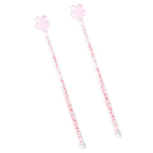 UPKOCH 2pcs Long Handle Glass Stir Sticks for Coffee Bar, Pink Cherry Blossom Swizzle Sticks, 7.28x0.87x0.39 inches, Glass Cocktail Drink Stirrers Set