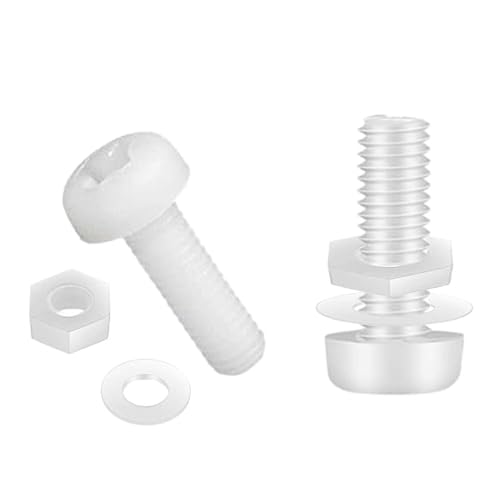 MANICAF 30 tornillos de plástico M6 x 15 mm, tornillos de cabeza redonda Phillips, tornillos con tuercas y arandelas, tornillos para plástico