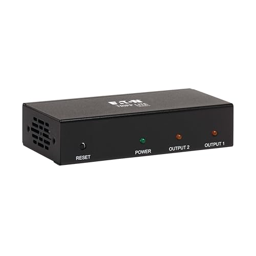 Eaton Tripp Lite Series 4K HDMI Splitter 1 in 2 Out, 4K@60 Hz, Multi Resolution Support for TV Projector Video Wall Roku PC Xbox PlayStation, Mirror Displays Only, Plug-and-Play Hub (B118-002-HDR)
